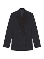 Jacket In Wool And Mohair With Satin Collar