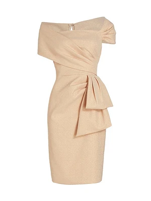 Metallic Jacquard Bow Sheath Dress