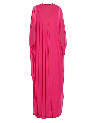 Crepe Chiffon Overlay Cape Gown