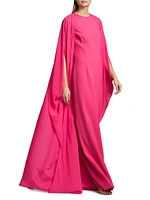 Crepe Chiffon Overlay Cape Gown