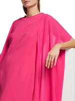 Crepe Chiffon Overlay Cape Gown