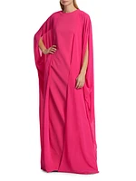 Crepe Chiffon Overlay Cape Gown