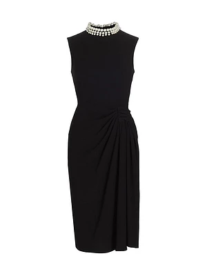 Pearl Sleeveless Crepe Cocktail Dress