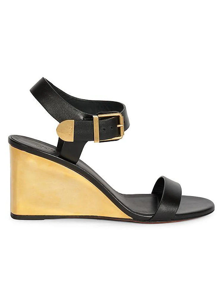 Rebecca 70MM Leather Wedge Sandals