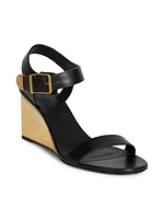 Rebecca 70MM Leather Wedge Sandals