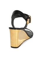 Rebecca 70MM Leather Wedge Sandals