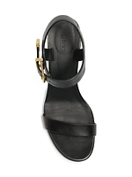 Rebecca 70MM Leather Wedge Sandals