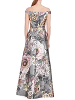 Garland Floral Off-the-Shoulder Gown