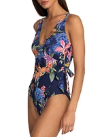 Neon Jungle Wrap One-Piece Swimsuit