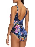 Neon Jungle Wrap One-Piece Swimsuit