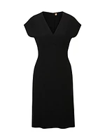 Slim-Fit V-Neck Dress with Cap Sleeves