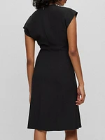 Slim-Fit V-Neck Dress with Cap Sleeves
