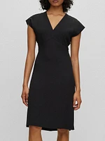 Slim-Fit V-Neck Dress with Cap Sleeves