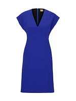 Slim-Fit V-Neck Dress with Cap Sleeves
