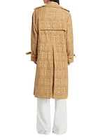 Embroidered Pineapple Cotton Trench Coat