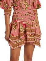 Aura Tiered Floral Cotton Miniskirt