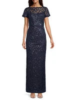 Sequined Illusion-Neck Gown