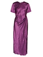 Daika Draped Satin Midi Dress