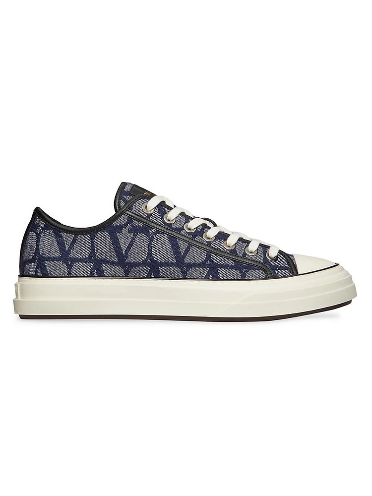 Denim Effect Jacquard Toile Iconographe Totaloop Low Top Sneakers