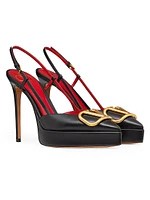 VLogo Signature Calfskin Slingback Platform Pumps 120MM