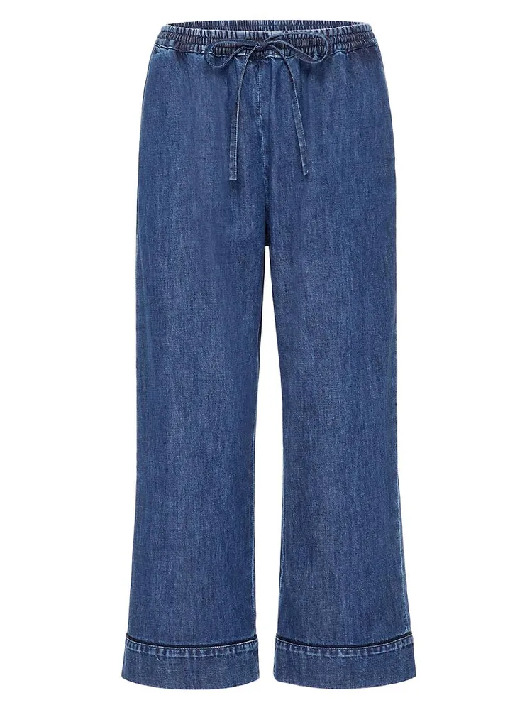 Cotton Chambray Crop Pants