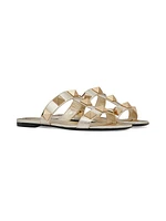 Roman Stud Metallic Nappa Slide Sandals With Matching Studs