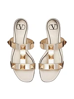 Roman Stud Metallic Nappa Slide Sandals With Matching Studs