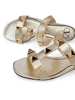 Roman Stud Metallic Nappa Slide Sandals With Matching Studs