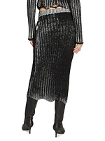 Metallic Rib-Knit Maxi Skirt