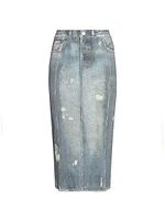 Etty Denim Trompe L'oeil Maxi Skirt