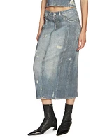 Etty Denim Trompe L'oeil Maxi Skirt