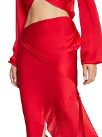 Ido Silk Deconstructed Midi-Skirt