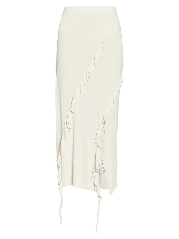 Esabella Rib-Knit Ruffled Maxi Skirt