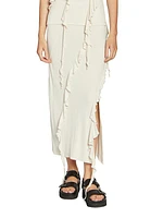 Esabella Rib-Knit Ruffled Maxi Skirt