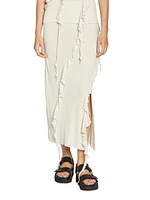 Esabella Rib-Knit Ruffled Maxi Skirt