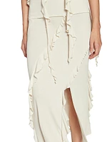 Esabella Rib-Knit Ruffled Maxi Skirt