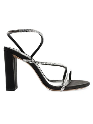 Polly Zirocone Block 90MM Embellished Leather Sandals