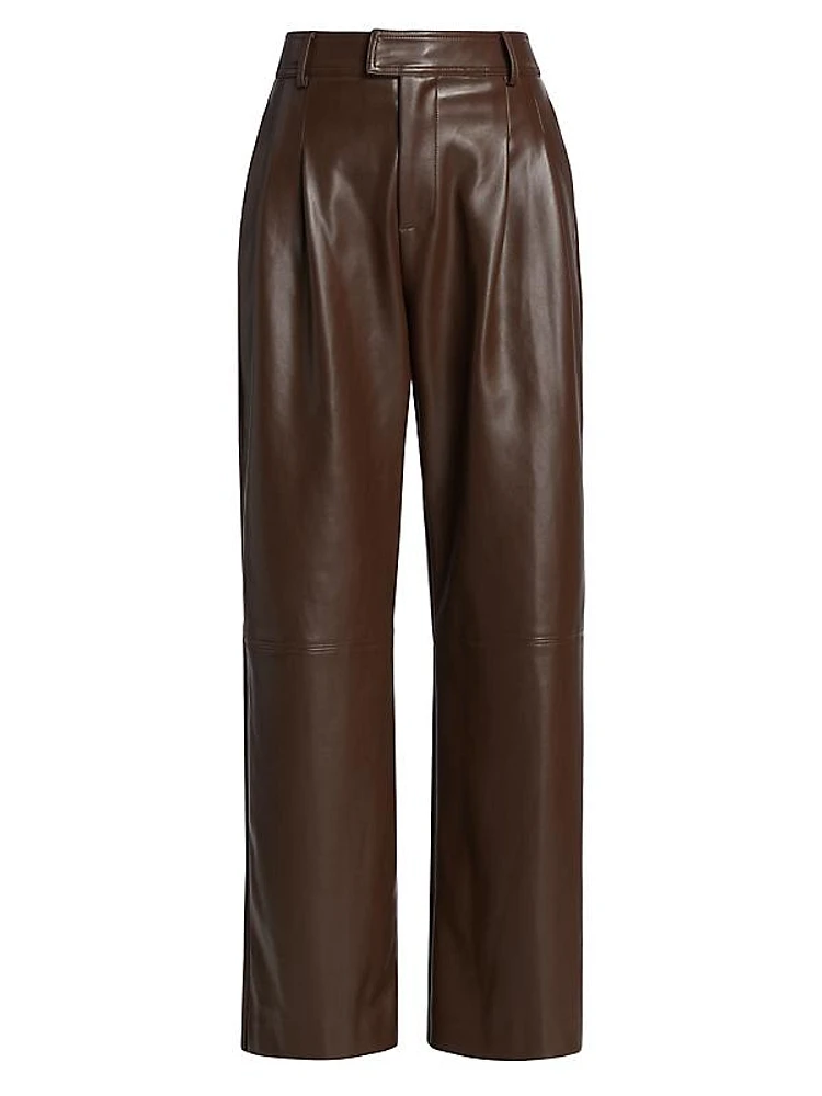 Halle Faux Leather Wide-Leg Pants