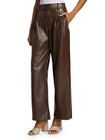 Halle Faux Leather Wide-Leg Pants