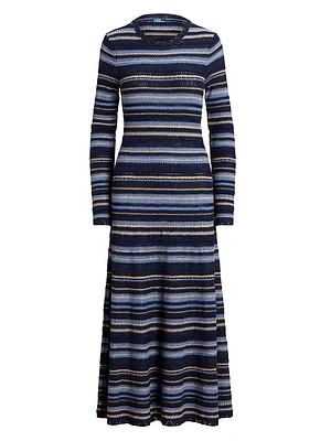 Stripe Crewneck Maxi Sweaterdress