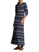 Stripe Crewneck Maxi Sweaterdress