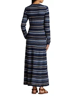 Stripe Crewneck Maxi Sweaterdress