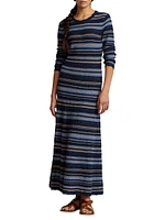 Stripe Crewneck Maxi Sweaterdress