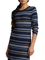 Stripe Crewneck Maxi Sweaterdress