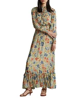 Floral Crinkle Blouson Maxi Dress