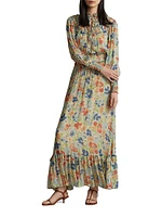 Floral Crinkle Blouson Maxi Dress