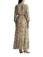 Floral Crinkle Blouson Maxi Dress