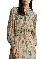 Floral Crinkle Blouson Maxi Dress