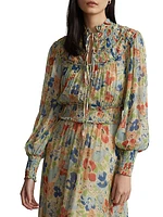 Floral Crinkle Blouson Maxi Dress