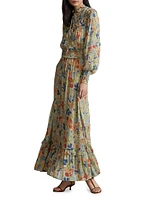 Floral Crinkle Blouson Maxi Dress